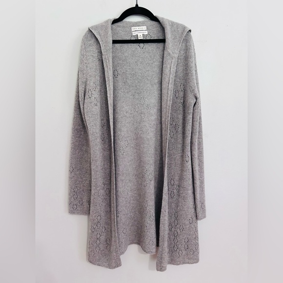 Max Studio Sweaters - Max Studio 100% Cashmere Open Front Hooded Cardigan Gray Size Medium